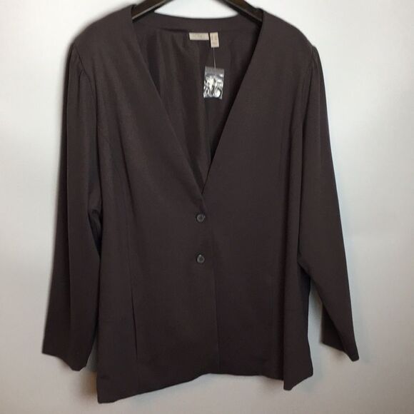 Logo by Lori Goldstein brown blazer long sleeve with gathered sleeve Sz 4X - Picture 1 of 15